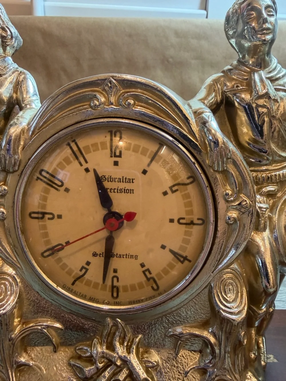 Vintage Mantle Table Clock Gibraltar Precision Self Starting